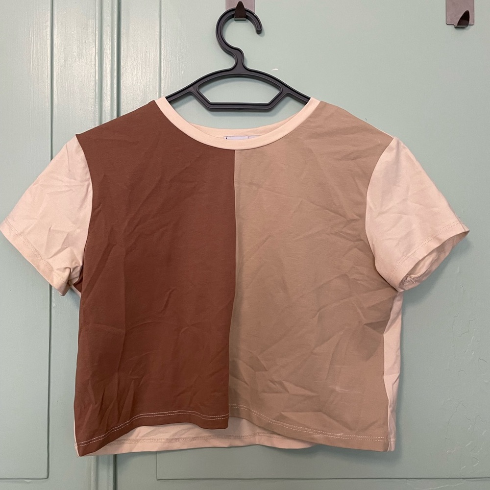 Brown and Tan Colorblock T-Shirt